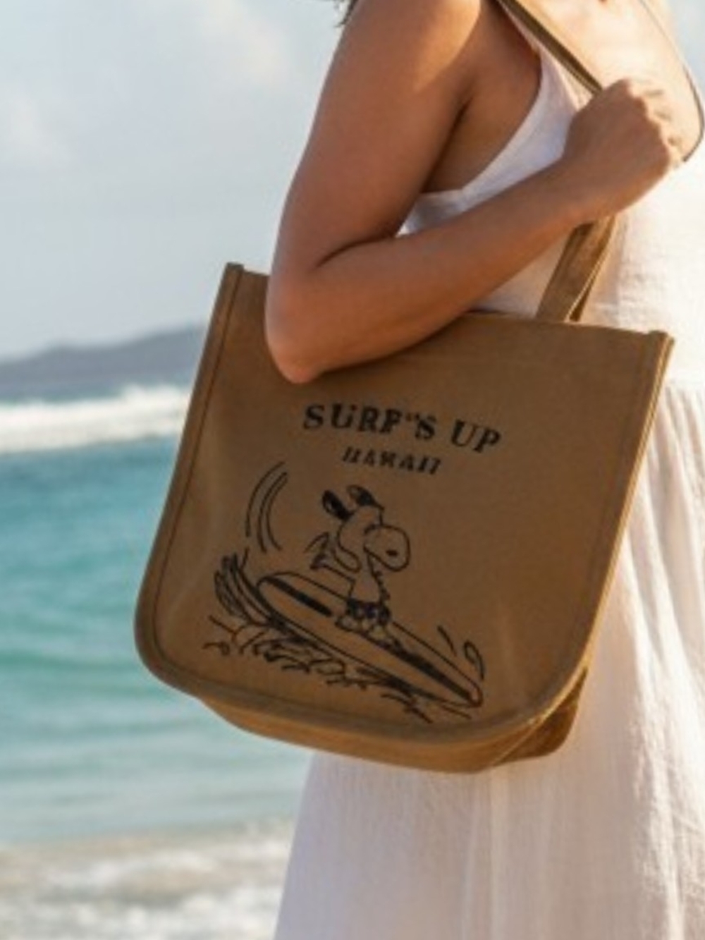 Peanuts -Snoopy Surf Club Khaki Tote/Hand Bag,3 Different Full Size Compartments - Picture 10 of 16